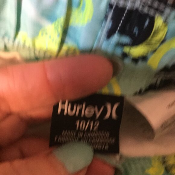 NWT Boys Hurley swim shorts size 10/12 lined brightly colored have palm trees on - Picture 4 of 6